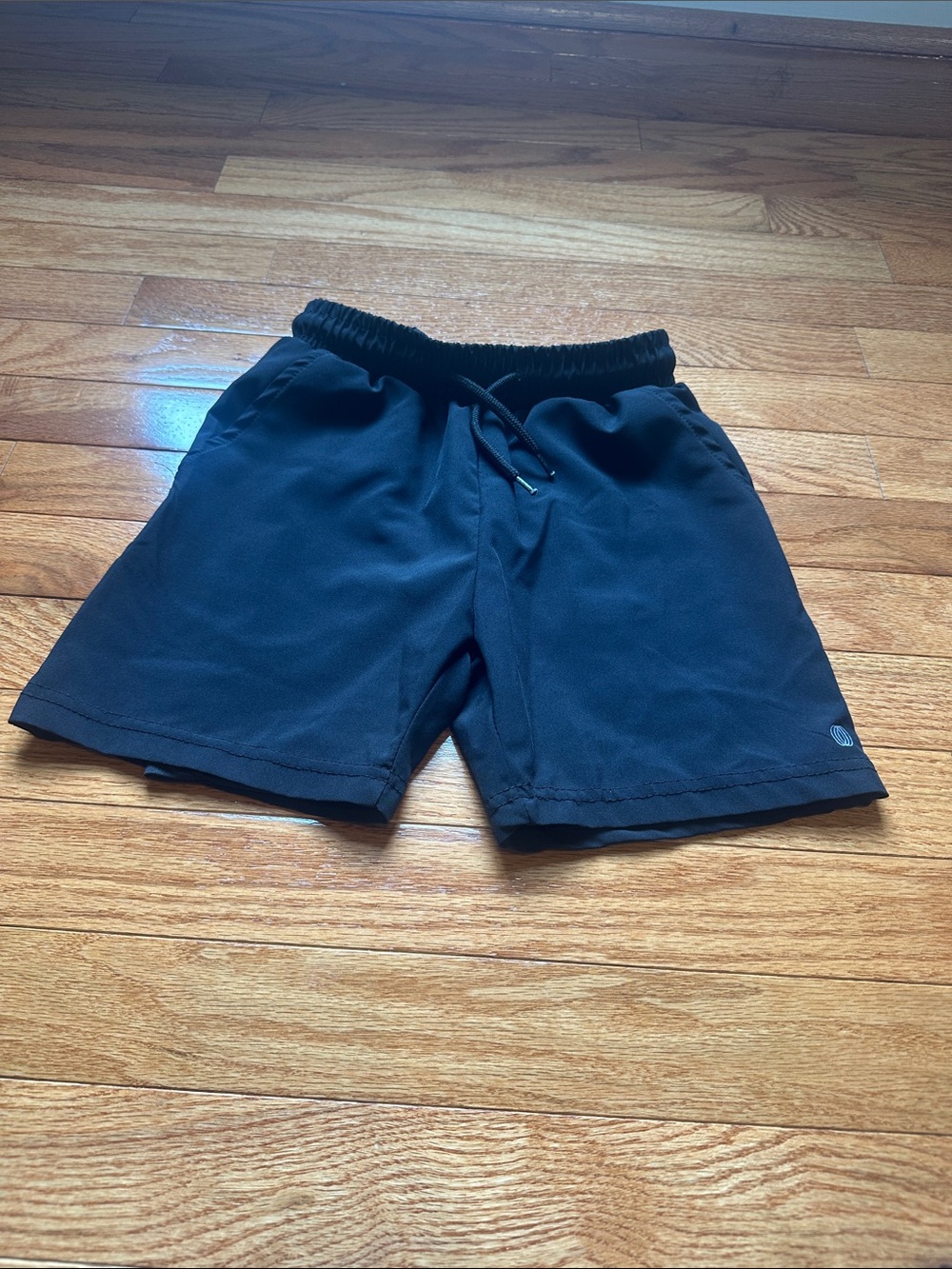 Kids Black Elastic Shorts with Drawstring